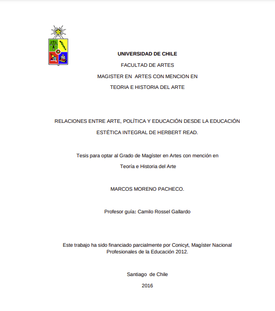 Relaciones entre arte, política y educación desde la educación estética integral de Herbert Read