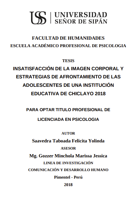Insatisfacción de la imagen corporal y estrategias de afrontamiento de las adolescentes de una institución educativa de Chiclayo 2018
