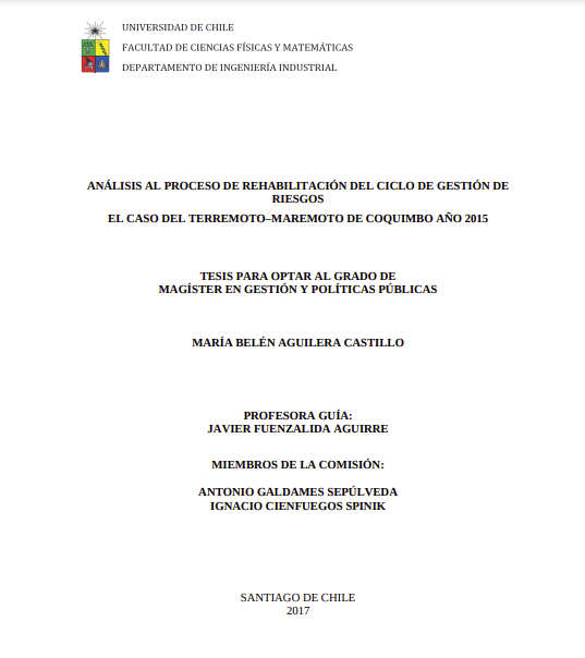 Análisis al proceso de rehabilitación del ciclo de gestión de riesgos: el caso del terremoto-maremoto de Coquimbo año 2015