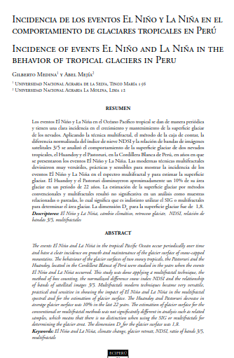 Incidencia de los eventos El Niño y La Niña en el comportamiento de glaciares tropicales en perú
