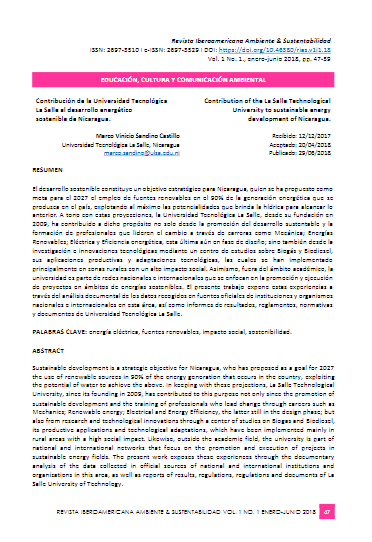 Contribución de la Universidad Tecnológica La Salle al desarrollo energético sostenible de Nicaragua