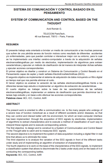 SISTEMA DE COMUNICACIóN y CONTROL BASADO EN EL PENSAMIENTO Autores/as