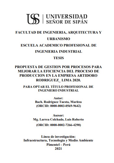Propuesta de gestión por procesos para mejorar la eficiencia del proceso de producción