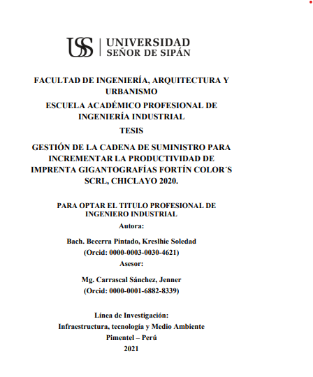 Gestión de la cadena de suministro para incrementar la productividad de imprenta gigantografías Fortín Color's SCRL