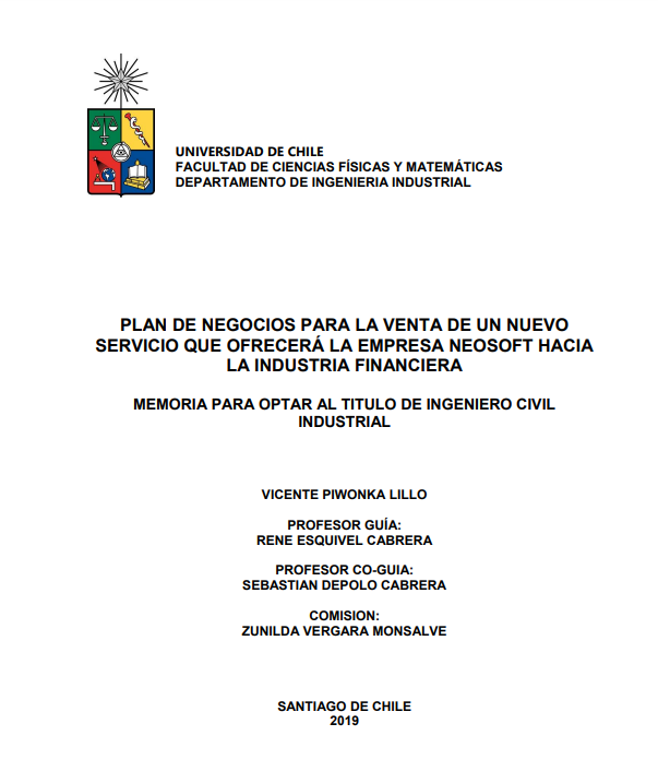 Plan de negocios para la venta de un nuevo servicio que ofrecerá la empresa NeoSoft hacia la industria financiera