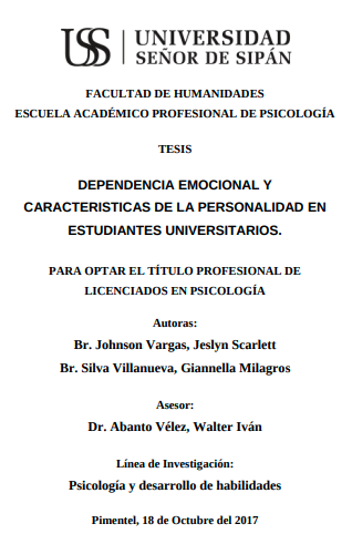 Dependencia emocional y características de la personalidad en estudiantes universitarios