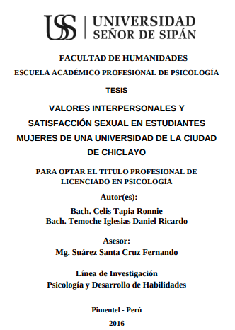 Valores interpersonales y satisfacción sexual en estudiantes mujeres de una universidad de la ciudad de Chiclayo