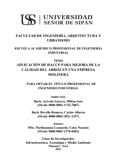 Aplicación de HACCP para mejora de la calidad del arroz en una empresa molinera