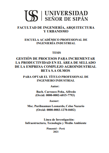 Gestión de procesos para incrementar la productividad en el área de sellado de la empresa Complejo Agroindustrial Beta