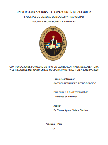 Contrataciones forward de tipo de cambio con fines de cobertura y el riesgo de mercado en las cooperativas nivel II en Arequipa, 2020
