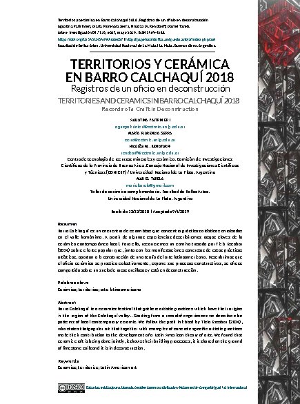 Territorios y cerámica en Barro Calchaquí 2018