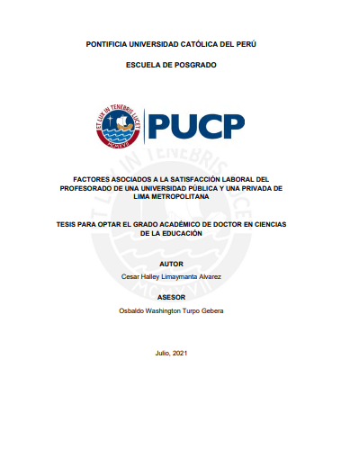 Factores asociados a la satisfacción laboral del profesorado de una universidad pública y una privada de Lima Metropolitana