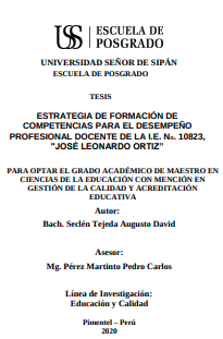 Estrategia de formación de competencias para el desempeño profesional docente de la I.E. No. 10823, &quot;José Leonardo Ortiz&quot;