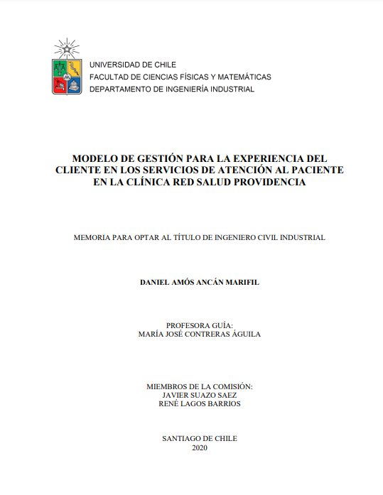 Modelo de gestión para la experiencia del cliente en los servicios de atención al paciente en la Clínica Red Salud Providencia