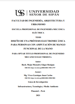 Diseño de una prótesis electromecánica para personas con amputación de mango funcional de la mano