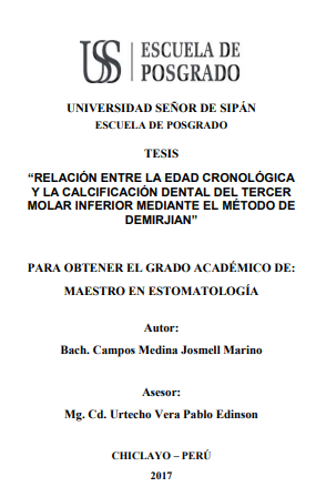 Relación entre la edad cronológica y la calcificación dental del tercer molar inferior mediante el método de Demirjian