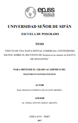 Efecto de una pasta dental comercial conteniendo xilitol sobre el recuento de Streptococcus Mutans en saliva de gestantes