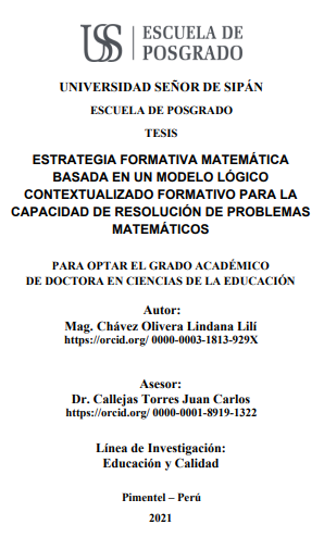 Estrategia formativa matemática basada en un modelo lógico contextualizado formativo para la capacidad de resolución de problemas matemáticos