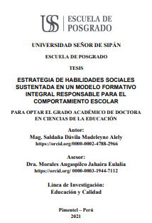 Estrategia de habilidades sociales sustentada en un modelo formativo integral responsable para el comportamiento escolar
