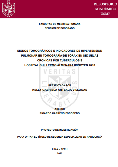 Signos tomográficos e indicadores de hipertensión pulmonar en tomografía de tórax en secuelas crónicas por tuberculosis