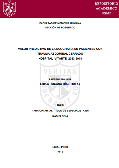 Valor predictivo de la ecografía en pacientes con trauma abdominal cerrado. Hospital Vitarte, 2013-2014