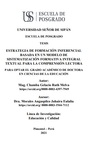 Estrategia de formación inferencial basada en un modelo de sistematización formativa integral textual para la comprensión lectora