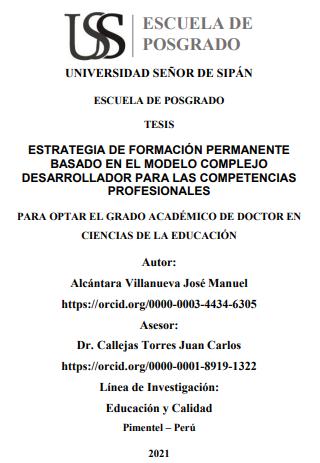 Estrategia de formación permanente basado en el modelo complejo desarrollador para las competencias profesionales