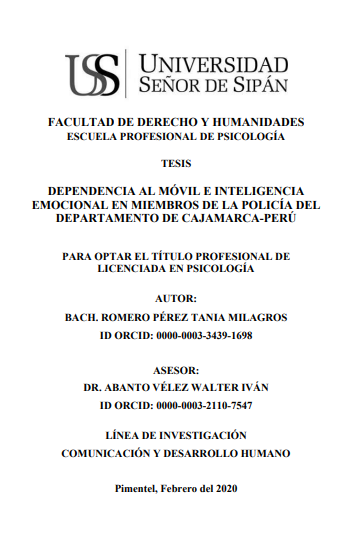 Dependencia al móvil e inteligencia emocional en miembros de la policía del departamento de Cajamarca-Perú