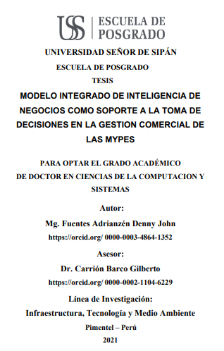 Modelo integrado de inteligencia de negocios como soporte a la toma de decisiones en la gestión comercial de las mypes