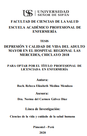 Depresión y calidad de vida del adulto mayor en el Hospital Regional las Mercedes