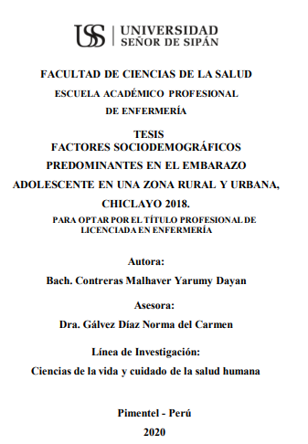 Factores sociodemográficos predominantes en el embarazo adolescente en una zona rural y urbana