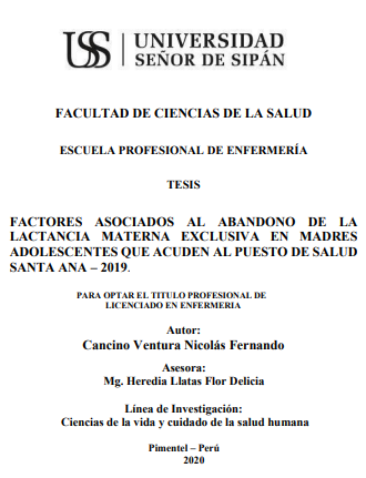 Factores asociados al abandono de la lactancia materna exclusiva en madres adolescentes que acuden al puesto de salud Santa Ana