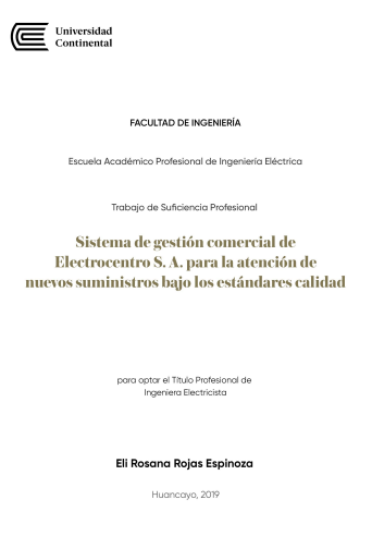 Sistema de gestión comercial de Electrocentro S.A. para la atención de nuevos suministros bajo los estándares calidad