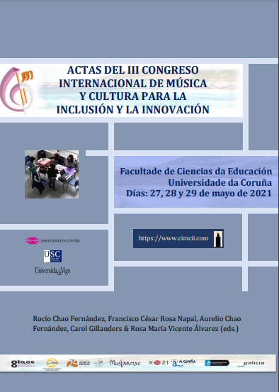Actas del III Congreso Internacional de Música y Cultura para la Inclusión y la Innovación: Facultade de Ciencias da Educación, Universidade da Coruña, días 27, 28 y 29 de mayo de 2021