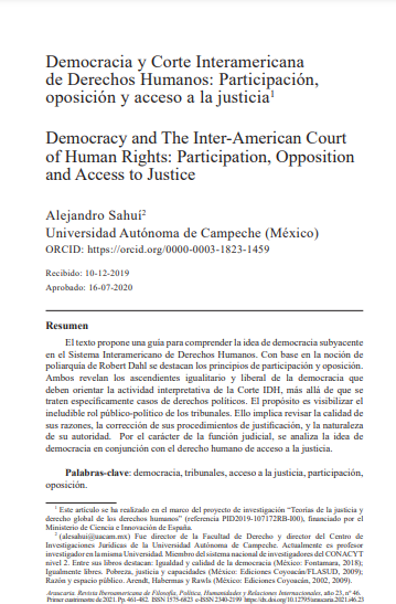 Democracia y Corte Interamericana de Derechos Humanos: Participación, oposición y acceso a la justicia
