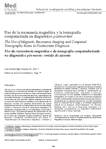 Uso de la resonancia magnética y la tomografía computarizada en diagnóstico postmortem