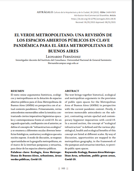 El verde metropolitano: una revisión de los espacios abiertos públicos en clave pandémica para el Área Metropolitana de Buenos Aires