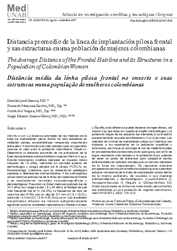 Distancia promedio de la línea de implantación pilosa frontal y sus estructuras en una población de mujeres colombianas