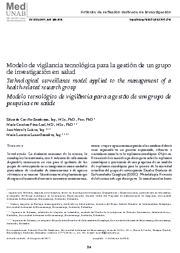 Modelo de vigilancia tecnológica para la gestión de un grupo de investigación en salud