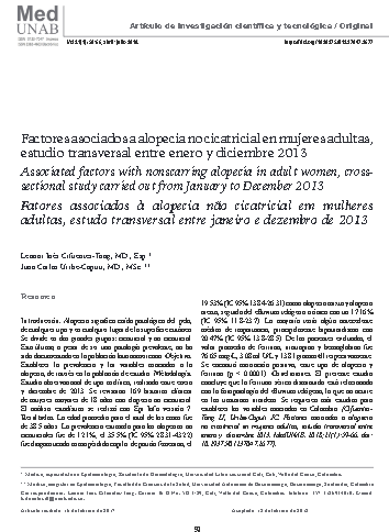 Factores asociados a alopecia no cicatricial en mujeres adultas, estudio transversal entre enero diciembre 2013