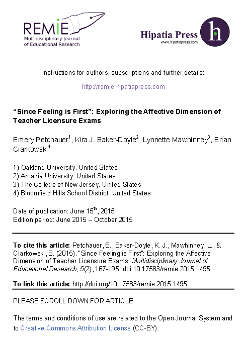 “Since Feeling is First”: Exploring the Affective Dimension of Teacher Licensure Exams