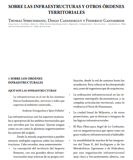 Sobre las infraestructuras y otros órdenes territoriales