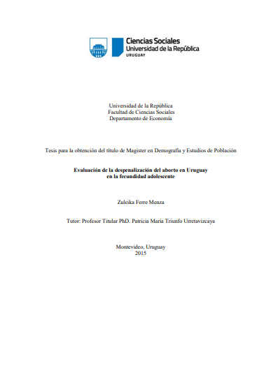 Evaluación de la despenalización del aborto en Uruguay en la fecundidad adolescente