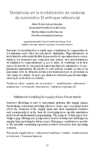 Tendencias en la modelización de cadenas de suministro: El enfoque referencial