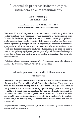 El control de procesos industriales y su influencia en el mantenimiento