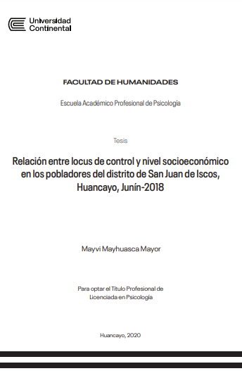 Relación entre locus de control y nivel socioeconómico en los pobladores del distrito de San Juan de Iscos, Huancayo, Junín-2018