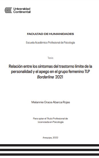 Relación entre los síntomas del trastorno límite de la personalidad y el apego en el grupo femenino TLP Borderline Borderline 2021