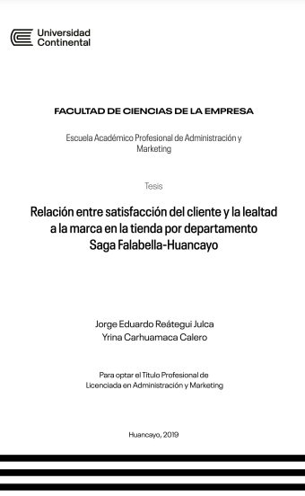 Relación entre satisfacción del cliente y la lealtad a la marca en la tienda por departamento Saga Falabella - Huancayo