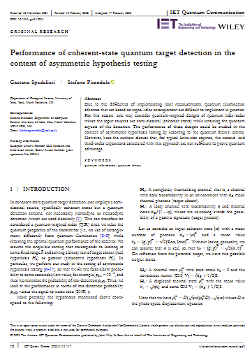 Performance of coherent-state quantum target detection in the context of asymmetric hypothesis testing