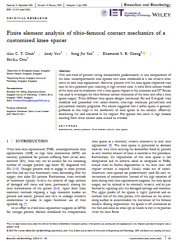 Finite element analysis of tibio-femoral contact mechanics of a customised knee spacer